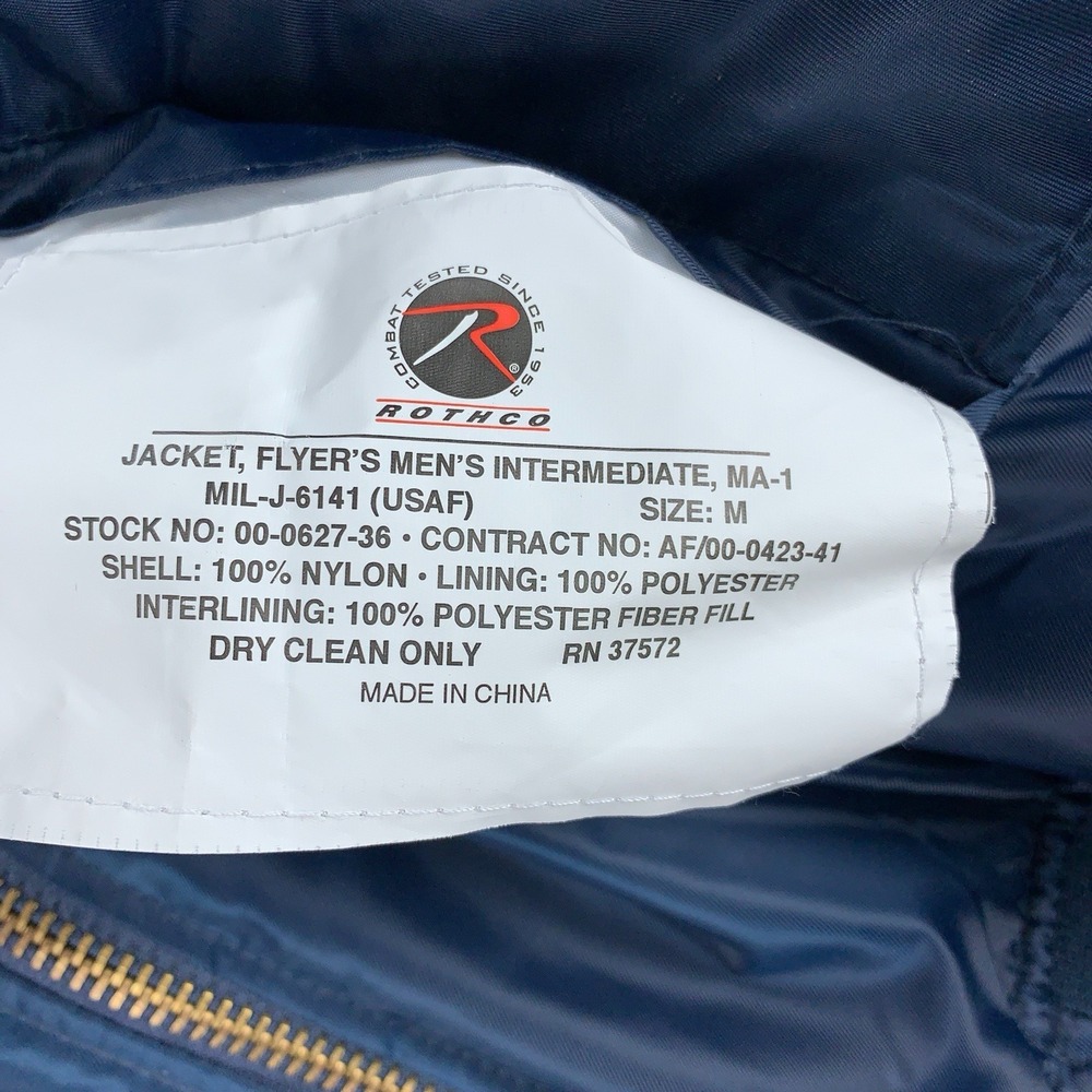 Rothco MA-1 Flight Jacket Mens Medium Ultra Force Blue Flag - Picture 5 of 13